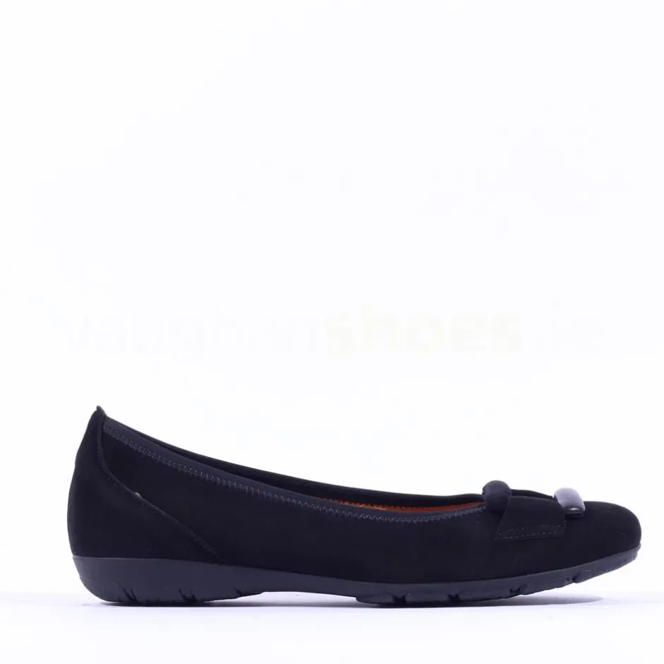 Women Gabor Raven Square Buckle Low Pomp - Black Suede