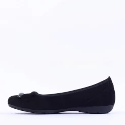 Women Gabor Raven Square Buckle Low Pomp - Black Suede