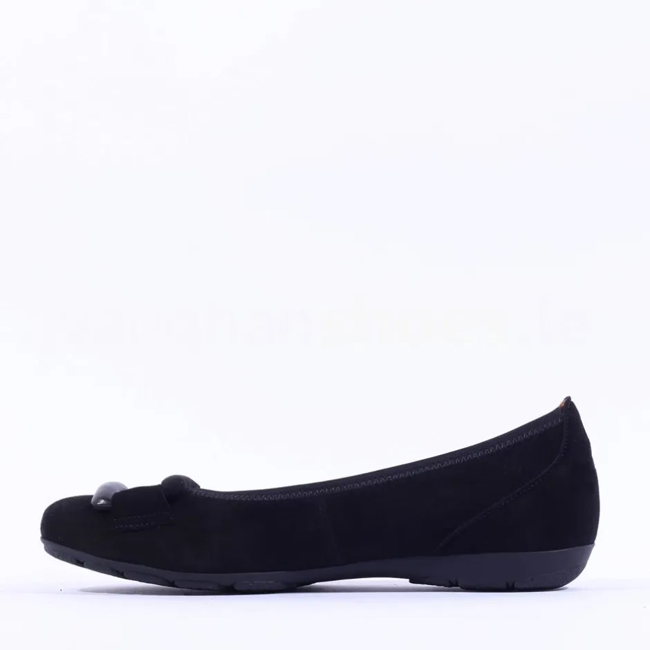 Women Gabor Raven Square Buckle Low Pomp - Black Suede