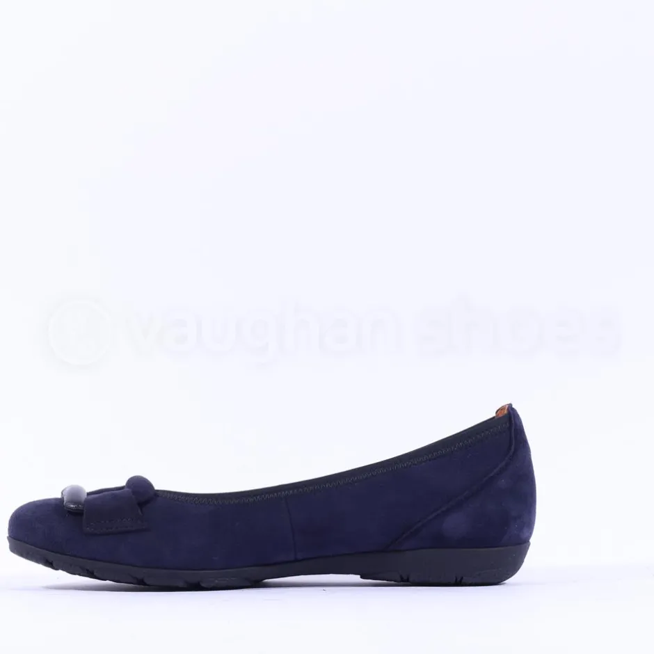 Women Gabor Raven Square Buckle Low Pomp - Navy Suede