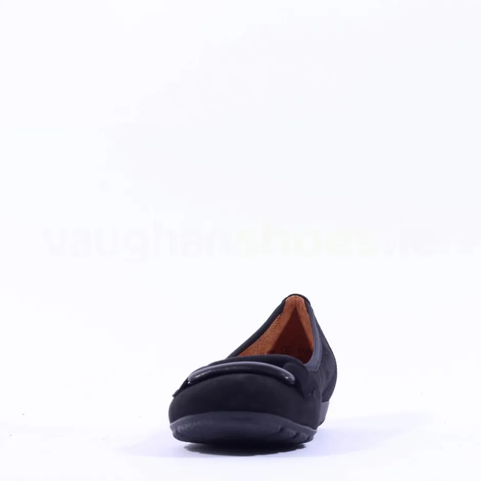 Women Gabor Raven Square Buckle Low Pomp - Black Suede