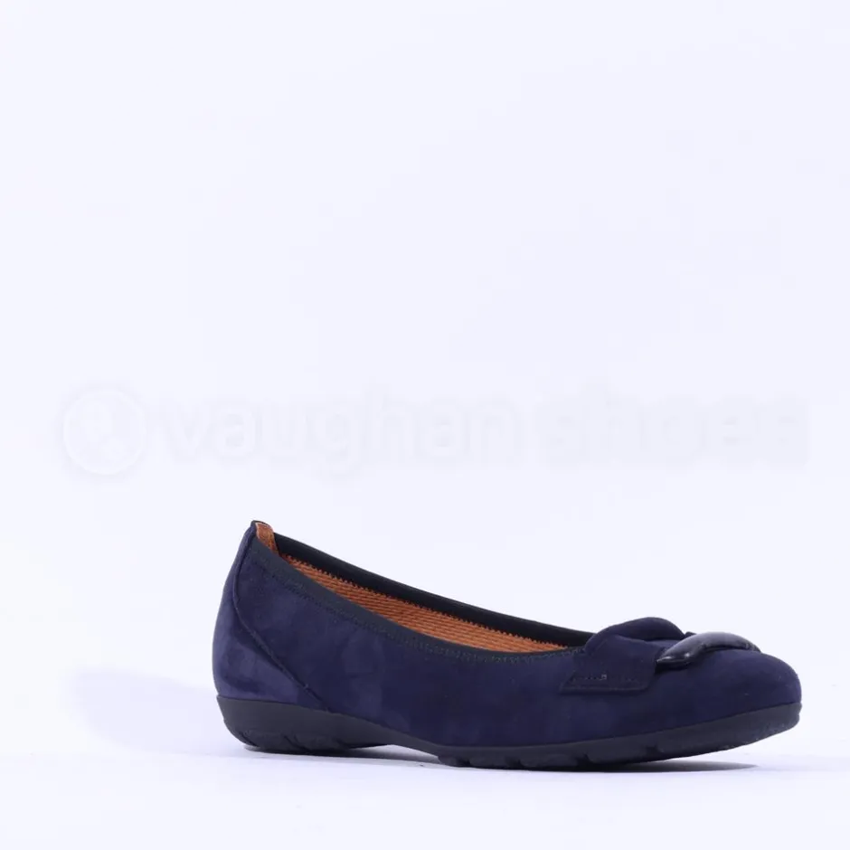 Women Gabor Raven Square Buckle Low Pomp - Navy Suede