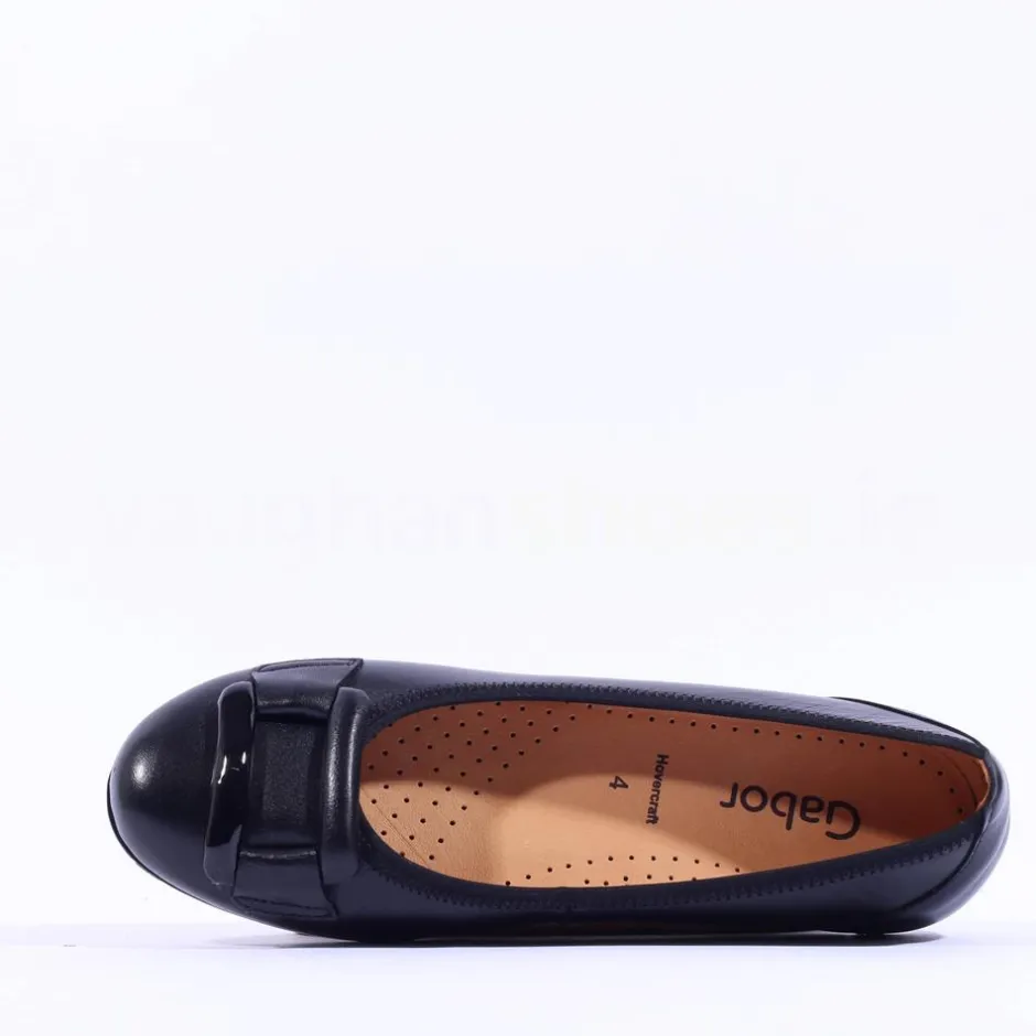 Women Gabor Raven Square Buckle Low Pomp - Black Lea