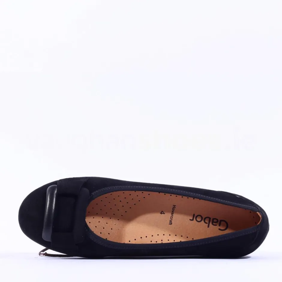Women Gabor Raven Square Buckle Low Pomp - Black Suede