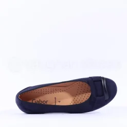 Women Gabor Raven Square Buckle Low Pomp - Navy Suede