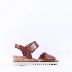 Women Gabor Raynor Low Wedge Velcro Sandal - Tan Leather