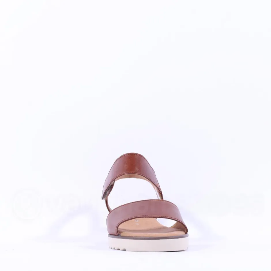 Women Gabor Raynor Low Wedge Velcro Sandal - Tan Leather