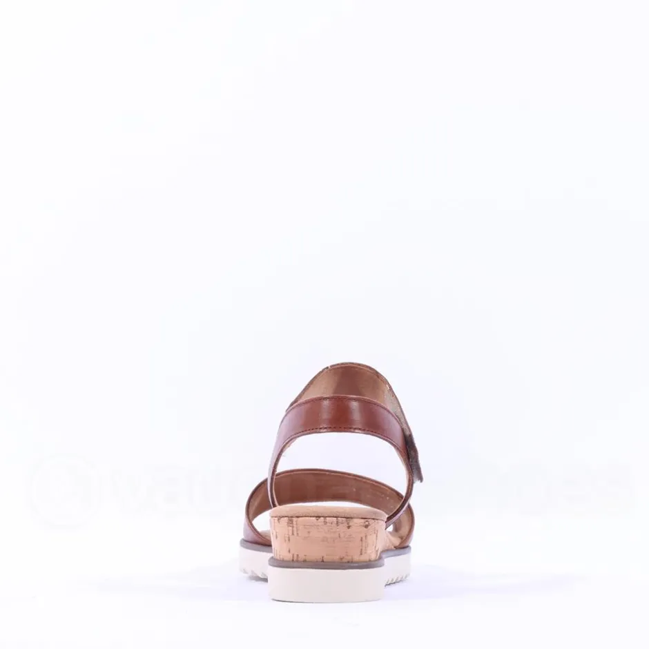 Women Gabor Raynor Low Wedge Velcro Sandal - Tan Leather