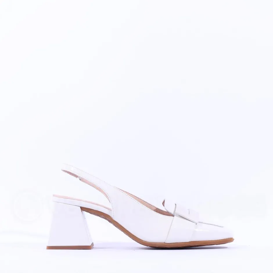 Women Wonders Rebeca Slingback Block Heel - White Patent