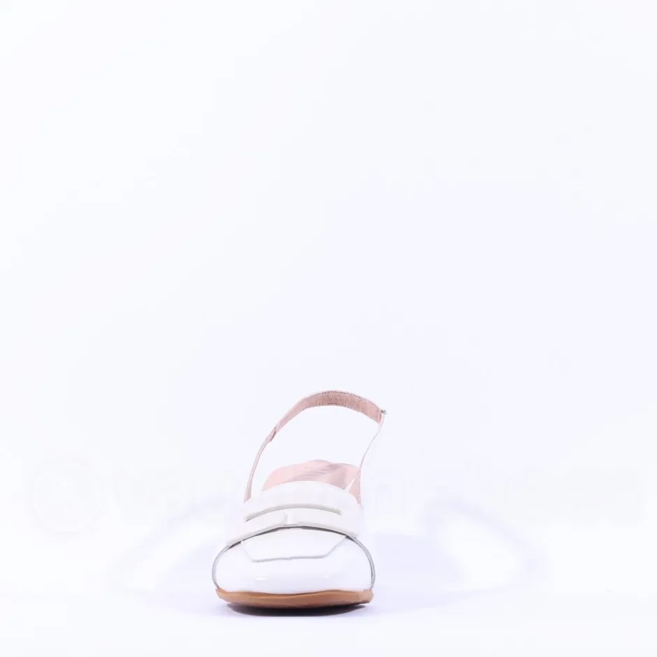 Women Wonders Rebeca Slingback Block Heel - White Patent
