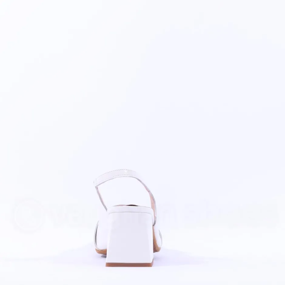 Women Wonders Rebeca Slingback Block Heel - White Patent