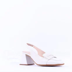 Women Wonders Rebeca Slingback Block Heel - White Patent