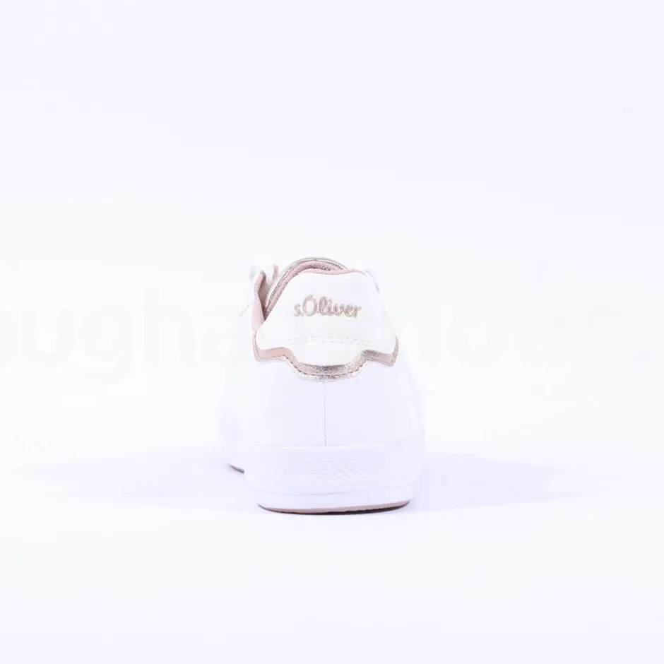 Women S.Oliver Regan Laced Casual Trainer - White Rose Gold