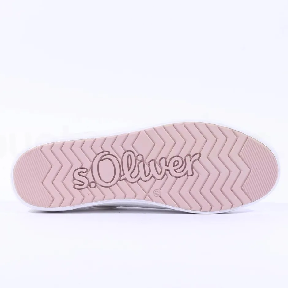 Women S.Oliver Regan Laced Casual Trainer - White Rose Gold