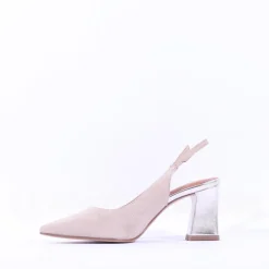 Women Tamaris Reyna Block Heel Slingback - Grey Combi
