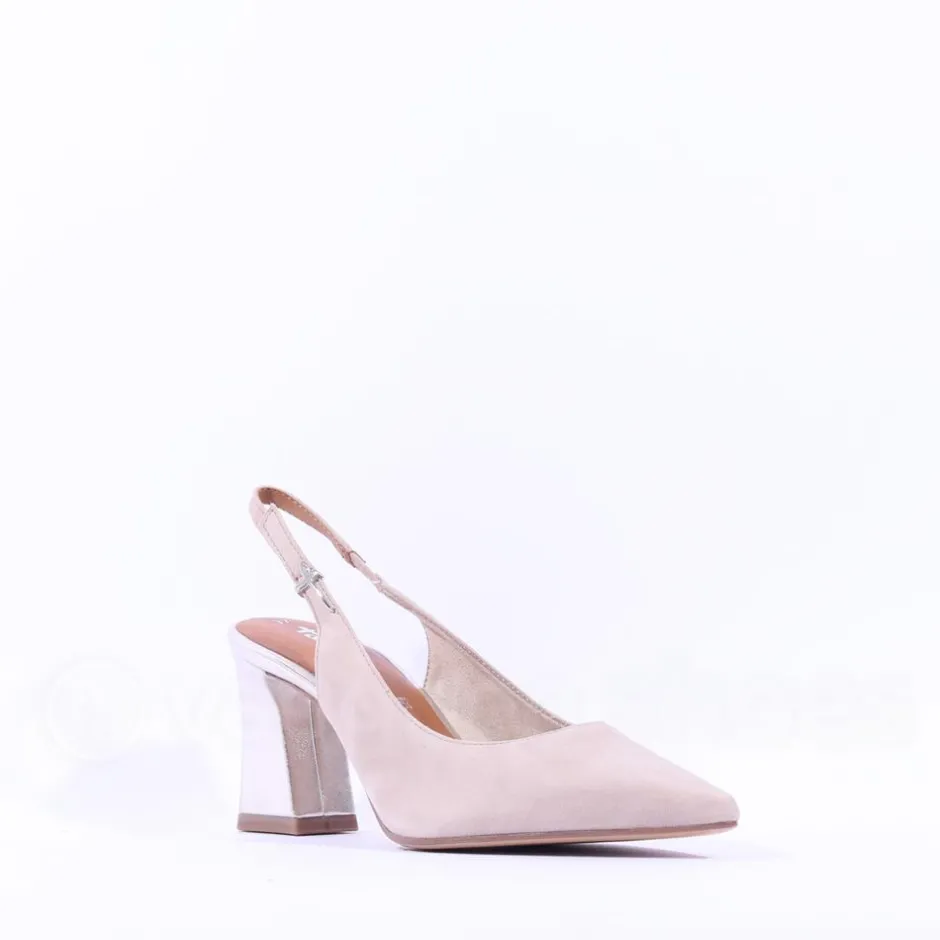 Women Tamaris Reyna Block Heel Slingback - Grey Combi