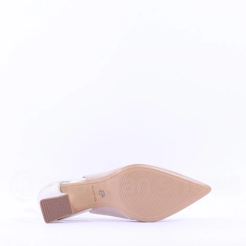 Women Tamaris Reyna Block Heel Slingback - Grey Combi