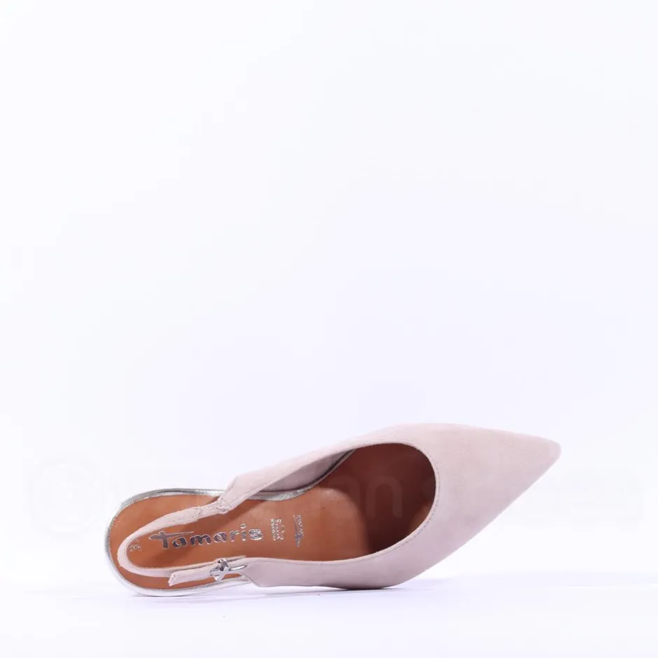 Women Tamaris Reyna Block Heel Slingback - Grey Combi