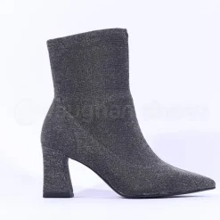 Women Tamaris Reyna Pointed Sparkle Ankle Boot - Pewter Shimmer