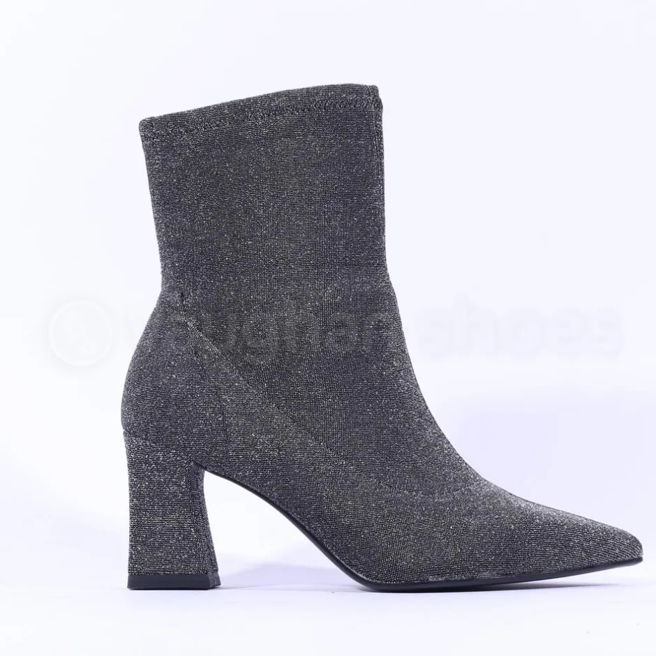 Women Tamaris Reyna Pointed Sparkle Ankle Boot - Pewter Shimmer