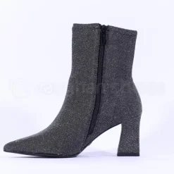 Women Tamaris Reyna Pointed Sparkle Ankle Boot - Pewter Shimmer