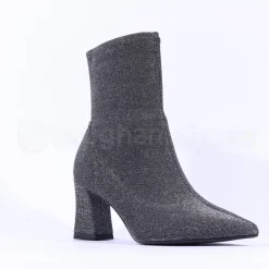 Women Tamaris Reyna Pointed Sparkle Ankle Boot - Pewter Shimmer