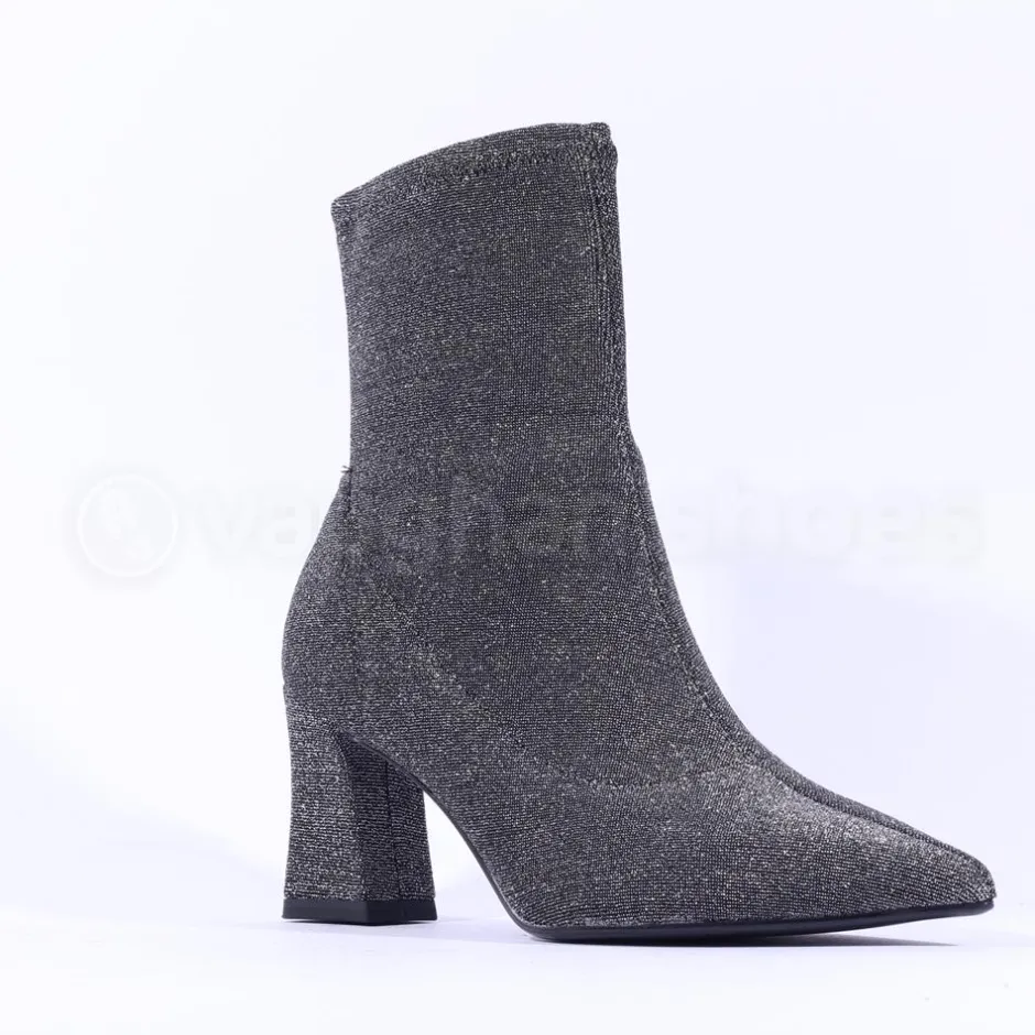 Women Tamaris Reyna Pointed Sparkle Ankle Boot - Pewter Shimmer