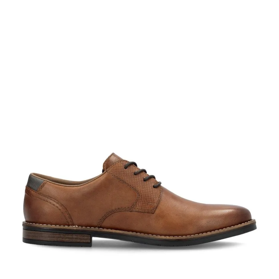 Rieker Men Rieker Laced Plain Toe Shoe - Brown Leather
