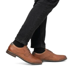 Rieker Men Rieker Laced Plain Toe Shoe - Brown Leather
