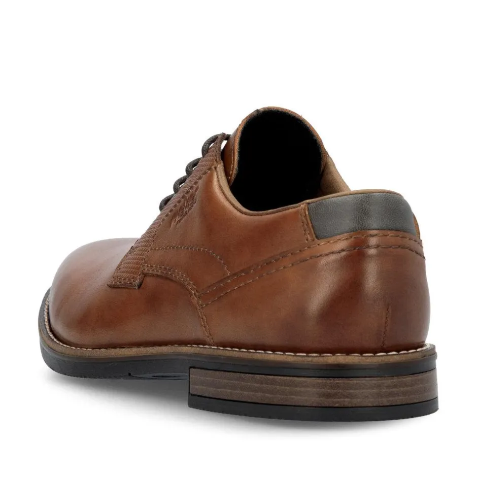 Rieker Men Rieker Laced Plain Toe Shoe - Brown Leather