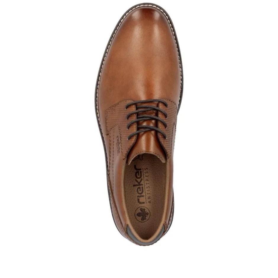 Rieker Men Rieker Laced Plain Toe Shoe - Brown Leather