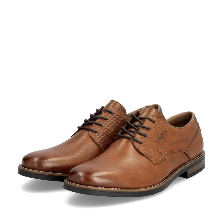 Rieker Men Rieker Laced Plain Toe Shoe - Brown Leather