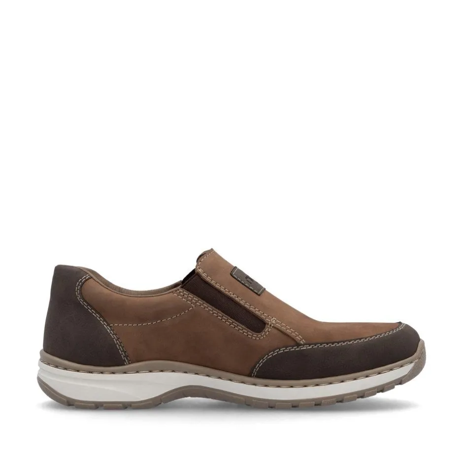Rieker Men Rieker Slip On Shoe Wide Fit - Brown Combination
