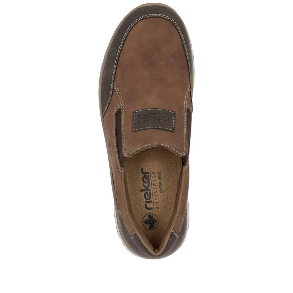 Rieker Men Rieker Slip On Shoe Wide Fit - Brown Combination