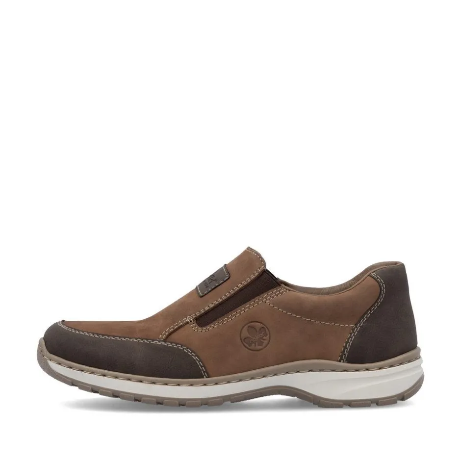 Rieker Men Rieker Slip On Shoe Wide Fit - Brown Combination