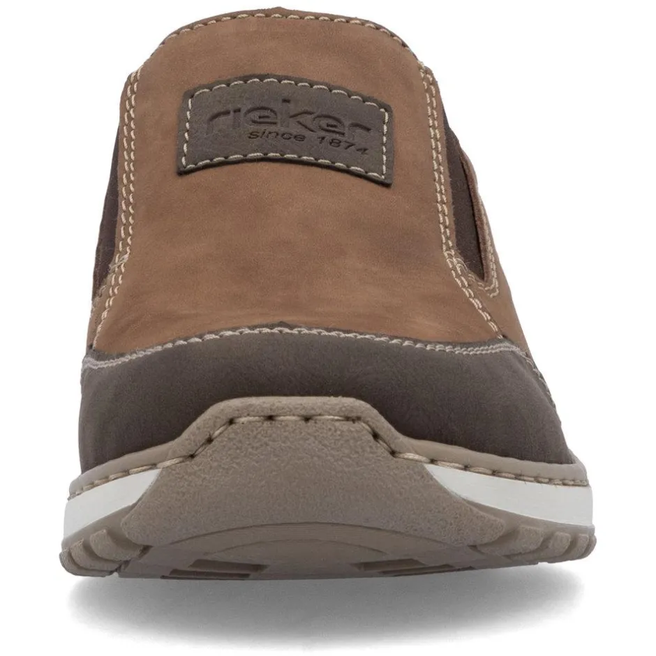 Rieker Men Rieker Slip On Shoe Wide Fit - Brown Combination