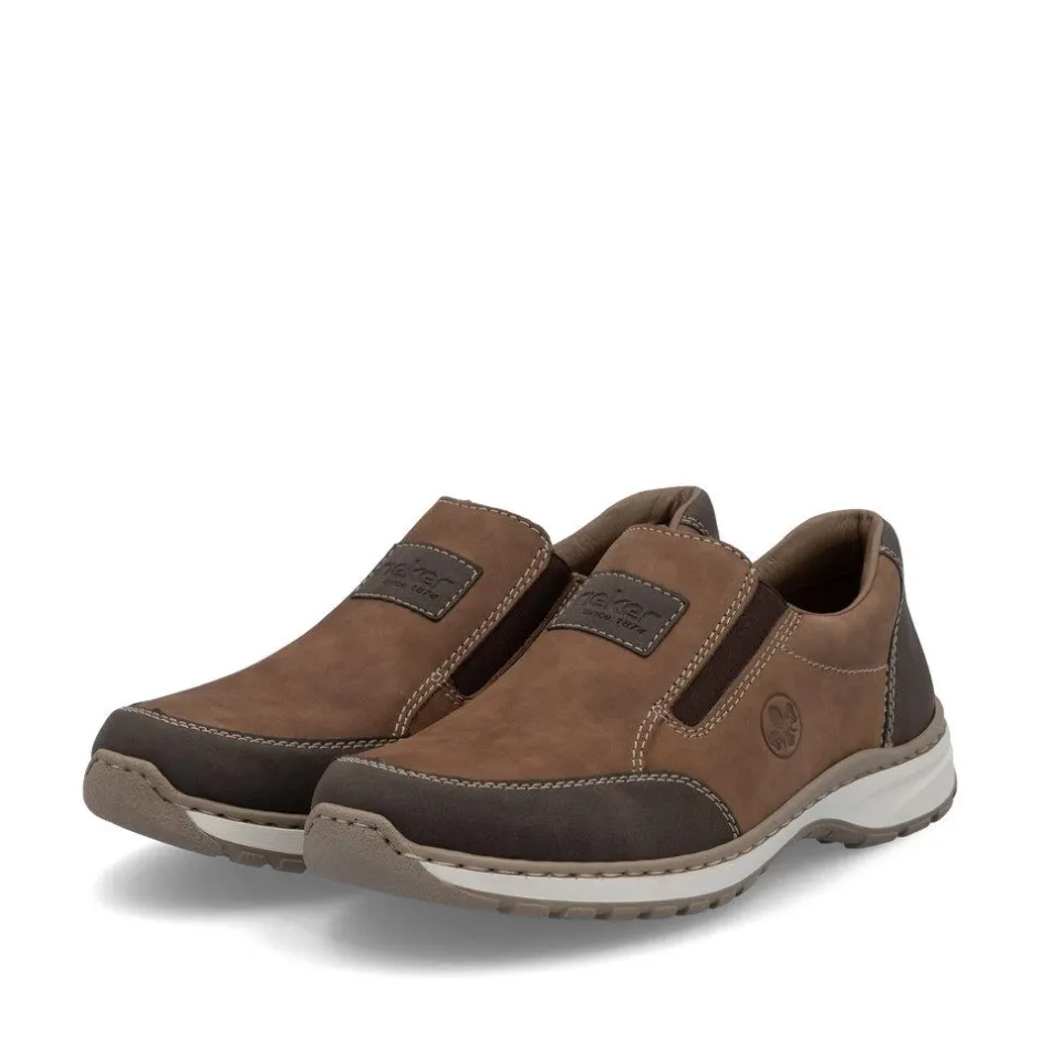 Rieker Men Rieker Slip On Shoe Wide Fit - Brown Combination
