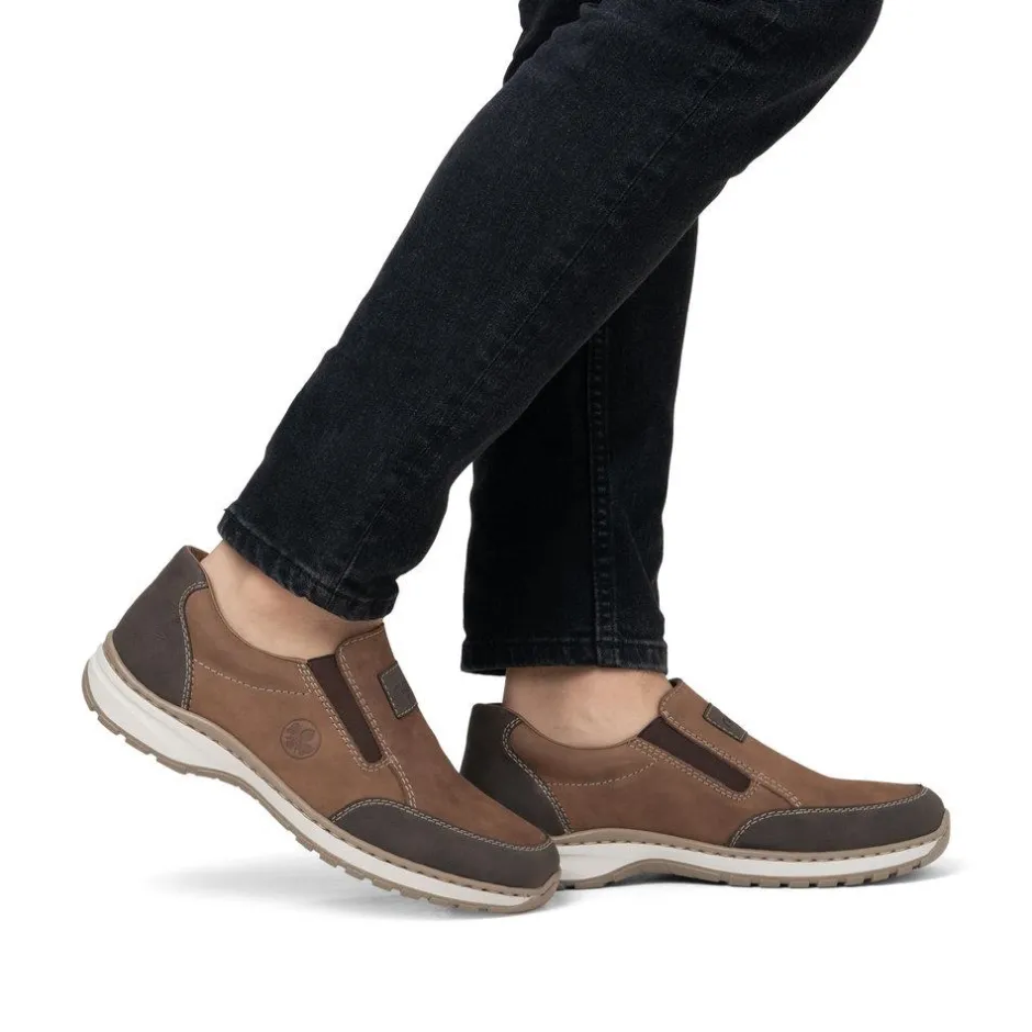 Rieker Men Rieker Slip On Shoe Wide Fit - Brown Combination