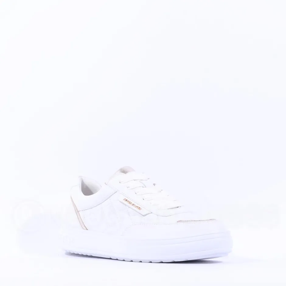 Women Peter Kaiser Rimini Quilted Lace Trainer - White Gold Leather