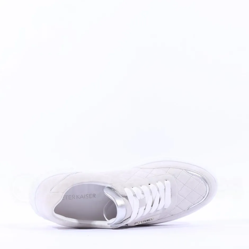 Women Peter Kaiser Rimini Quilted Lace Trainer - Light Grey Leather