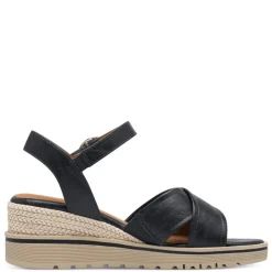 Women Jana Rito Cross Strap Weave Wedge Sandal - Navy