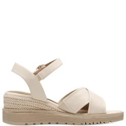 Women Jana Rito Cross Strap Weave Wedge Sandal - Beige