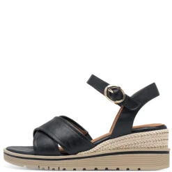 Women Jana Rito Cross Strap Weave Wedge Sandal - Navy
