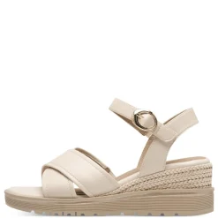 Women Jana Rito Cross Strap Weave Wedge Sandal - Beige