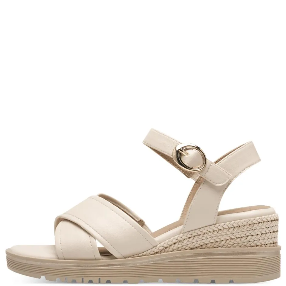 Women Jana Rito Cross Strap Weave Wedge Sandal - Beige