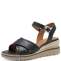Women Jana Rito Cross Strap Weave Wedge Sandal - Navy