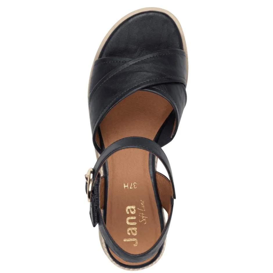 Women Jana Rito Cross Strap Weave Wedge Sandal - Navy