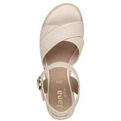 Women Jana Rito Cross Strap Weave Wedge Sandal - Beige
