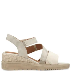 Women Jana Rito Velcro Strap Wedge Sandal - Beige Gold