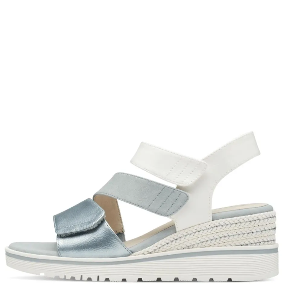 Women Jana Rito Velcro Strap Wedge Sandal - Denim Combi